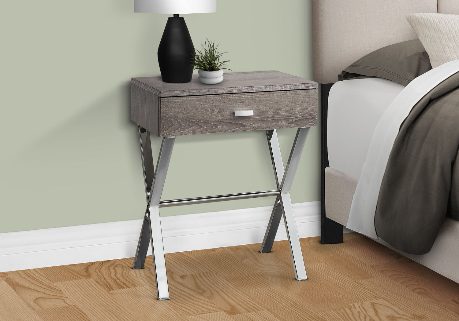 Accent Side X Table, Storage Drawer, Contemporary &amp; Modern