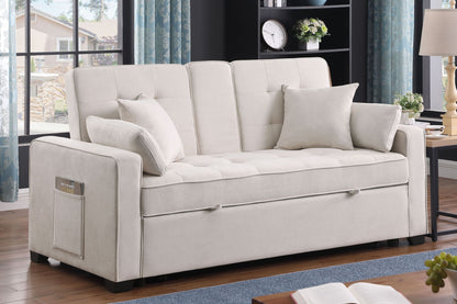 Cody II - 69.5&quot;W Woven Fabric Convertible Sleeper Loveseat with Cup Holder