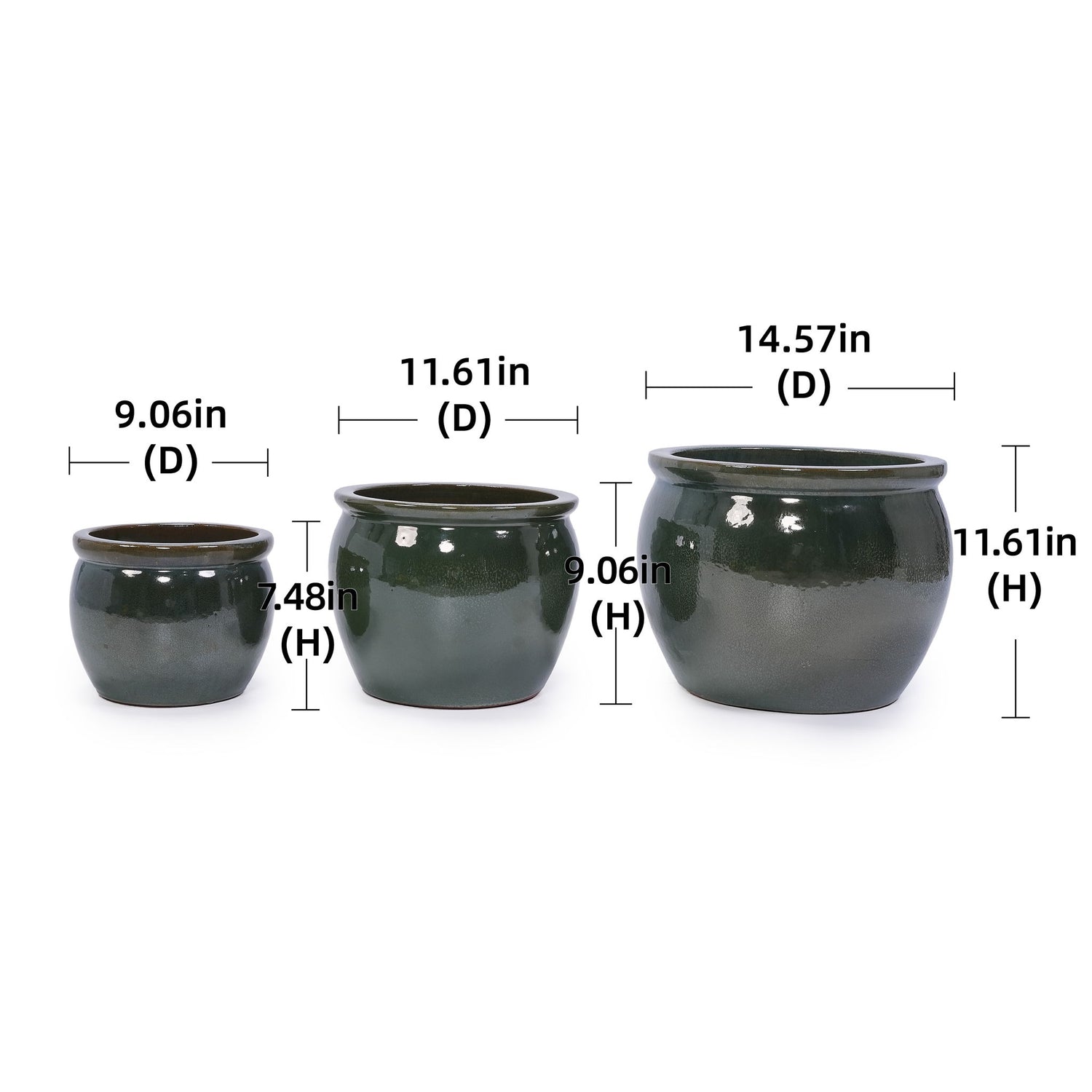 3 Pieces Ceramic Flowerpot, Planter For Patio, Garden Or Windowsills