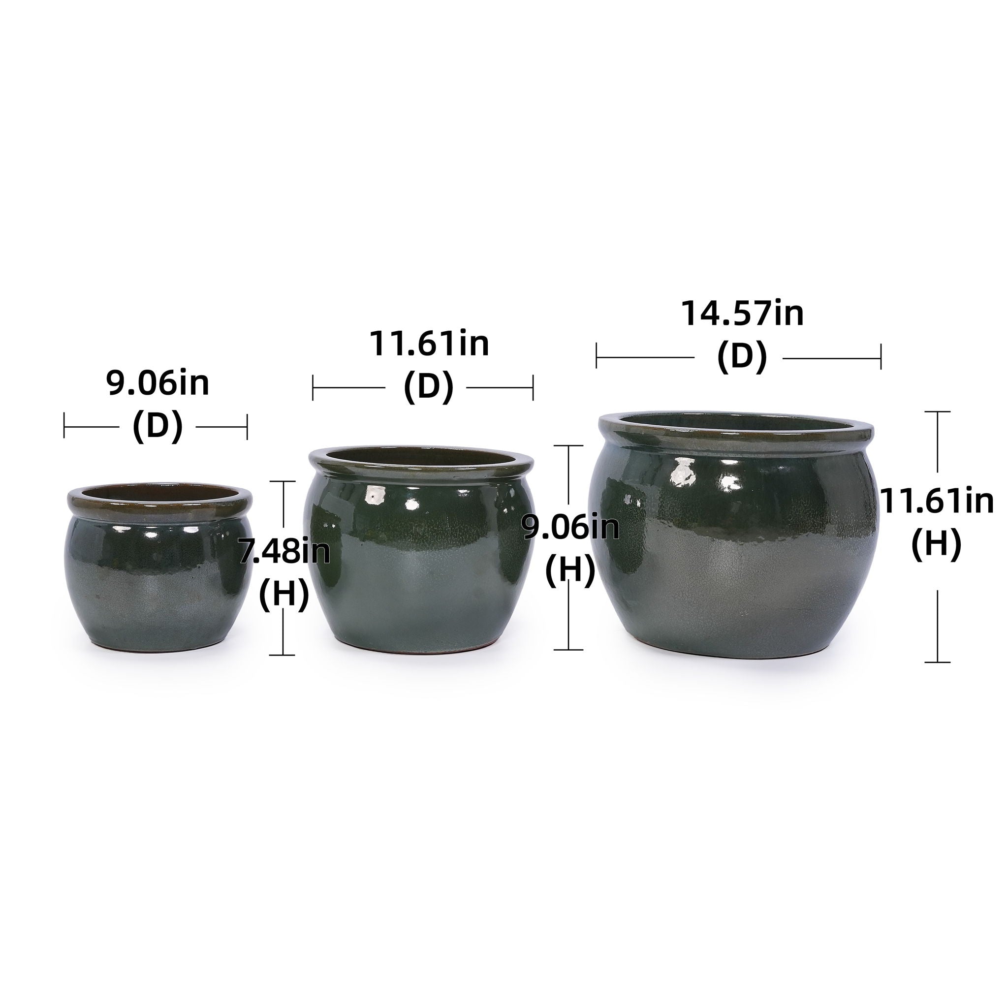 3 Pieces Ceramic Flowerpot, Planter For Patio, Garden Or Windowsills