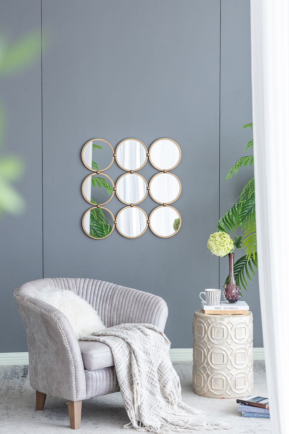 Contemporary Decorative Mirror With Mininalist Style For Bedroom, Liveroom &amp; Entryway - Champagne