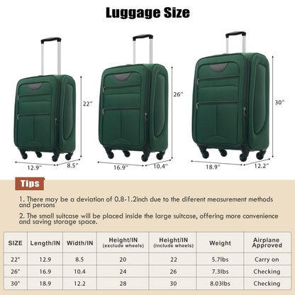 Softside Luggage Expandable Set With Duffel Bag Upright Spinner