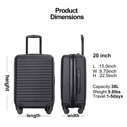 20&quot; Carry On Luggage Lightweight Suitcase, Spinner Wheels