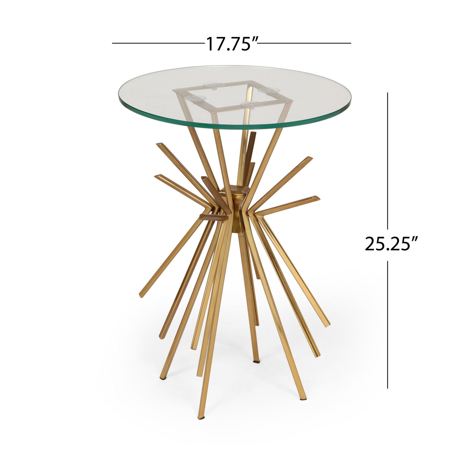 Table With Sunburst Design - Gold