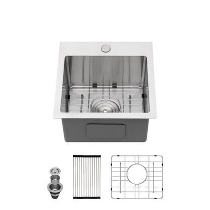 Premium Laundry Drop In Utility Sink 16 Gauge Stainless Steel, Topmount