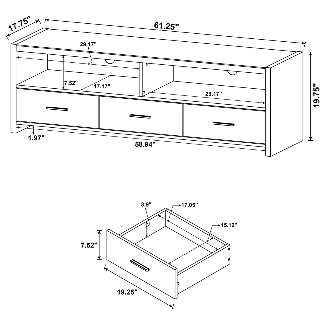 Bossert - 3 Drawer Stand - Black