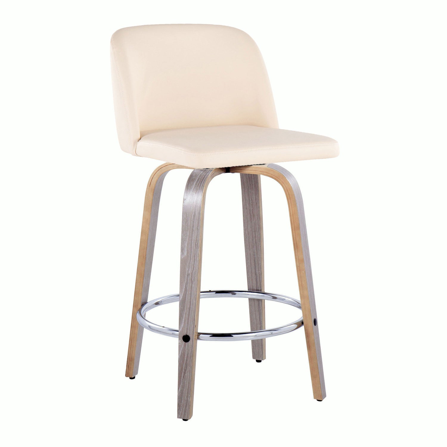 Toriano - Contemporary Fixed Height Counter Stool With Swivel &amp; Round Footrest Modern Design (Set of 2)