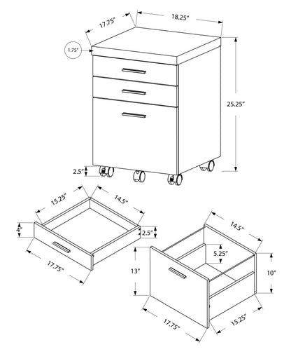 File Cabinet, Rolling Mobile, Storage Drawers, Printer Stand, Office, Contemporary &amp; Modern