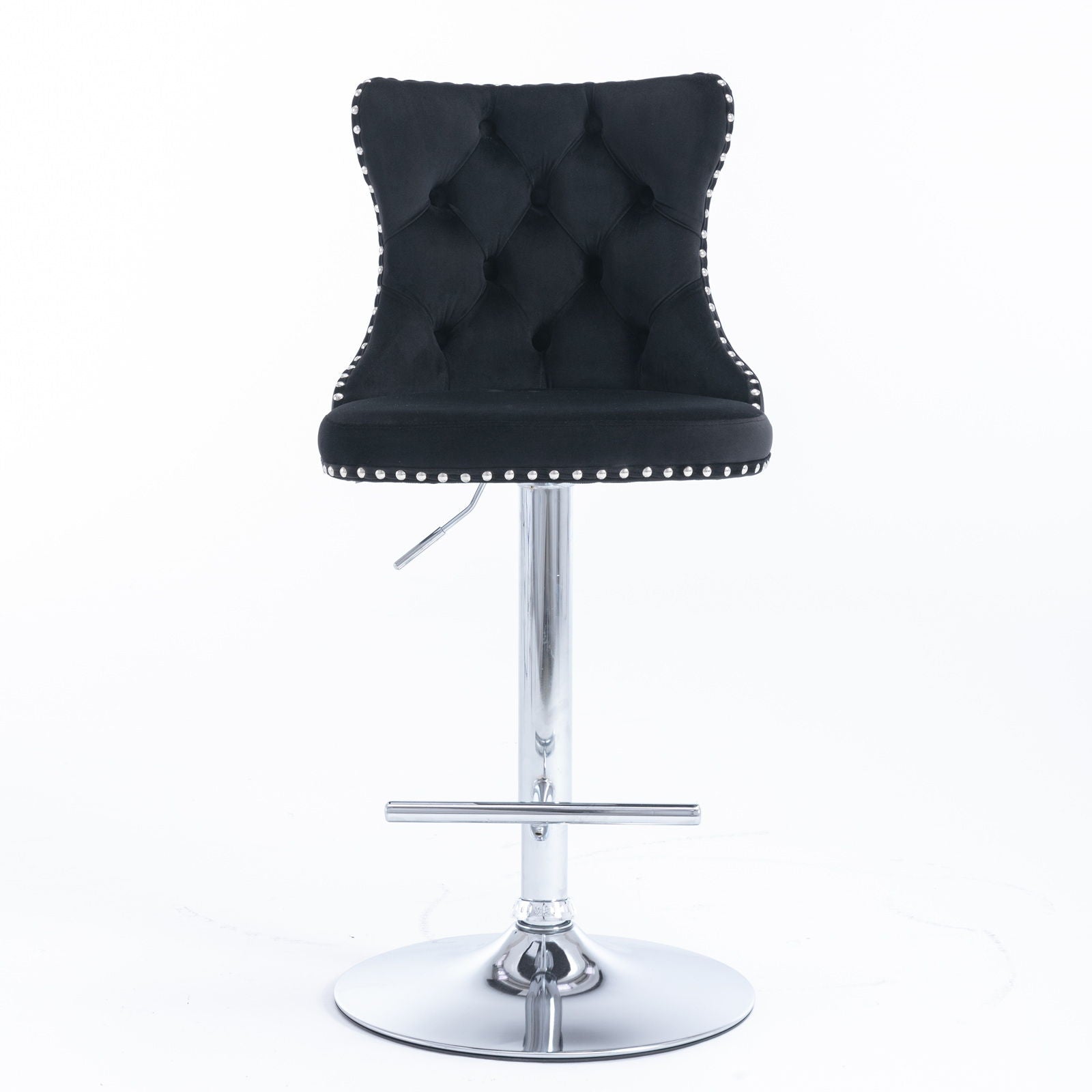 Swivel Velvet Barstools Adjusatble Seat Height From 25-33&quot;, Modern Upholstered Chrome Base Bar Stools With Backs Comfortable Tufted For Home Pub And Kitchen Island (Set of 2)