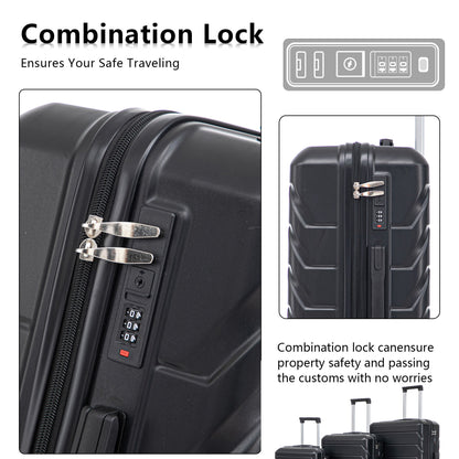 3 Pieces Set 20&quot; / 24&quot; / 28&quot; Spinner Wheel Luggage With Combination Lock