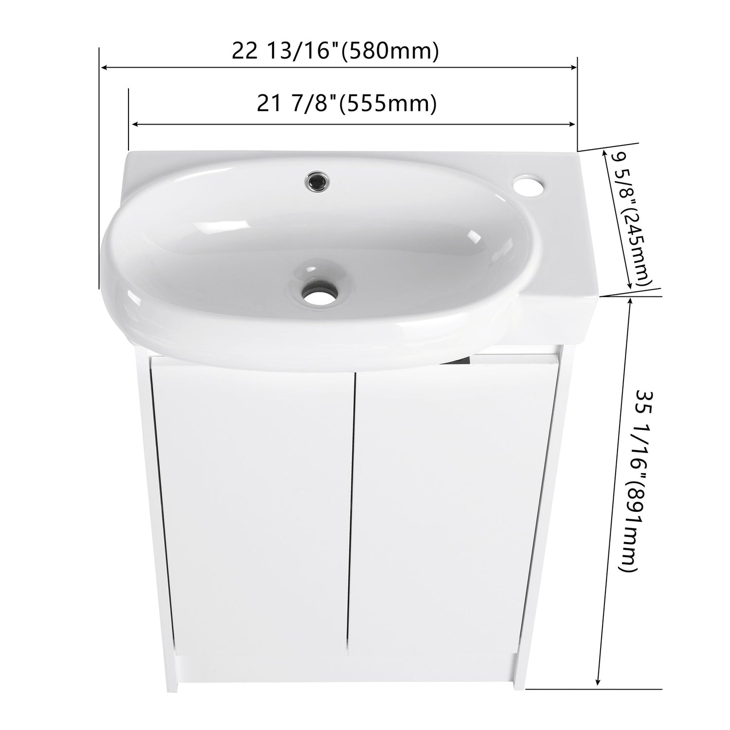 Freestanding Bathroom Vanity &amp; Sink, Soft Close Doors