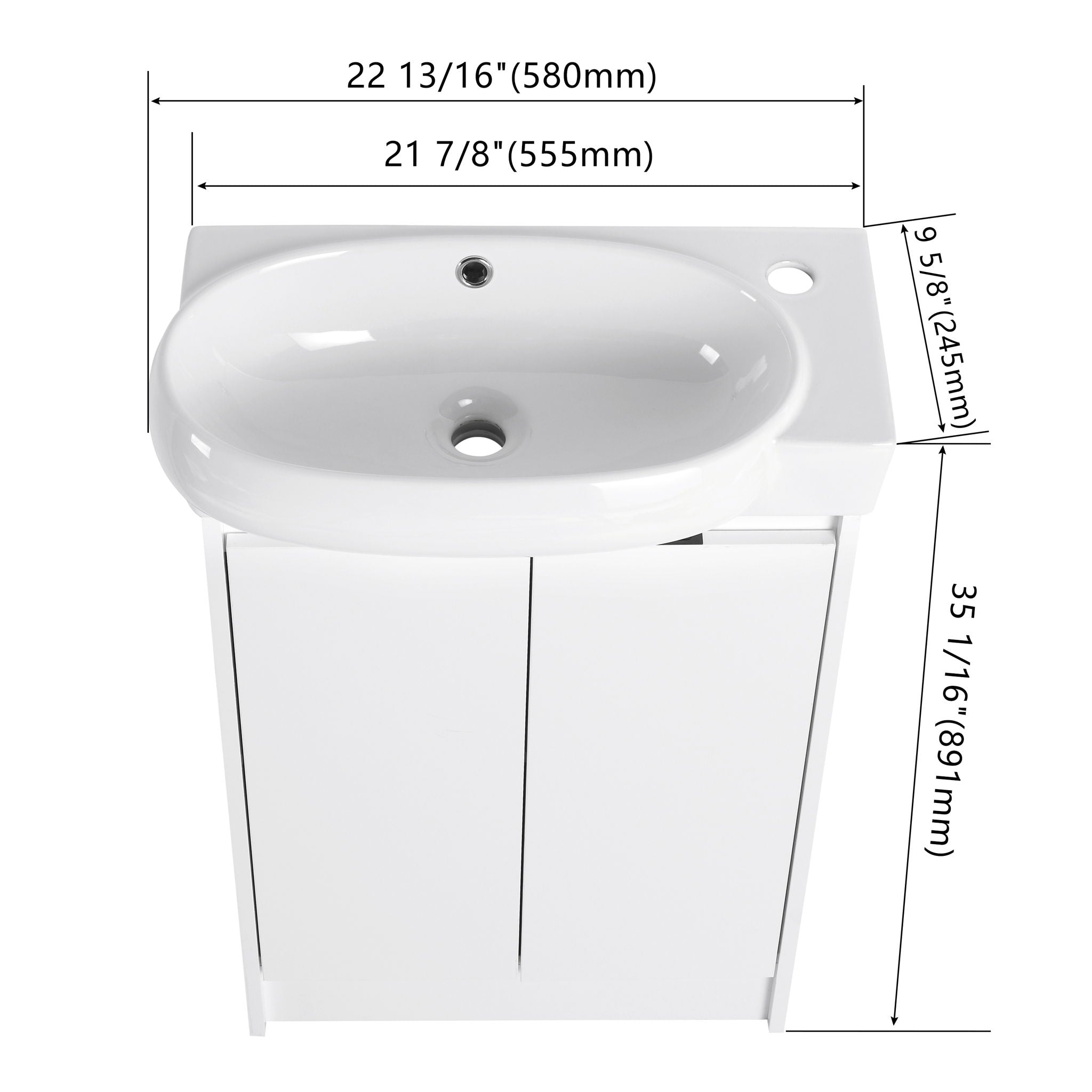 Freestanding Bathroom Vanity &amp; Sink, Soft Close Doors