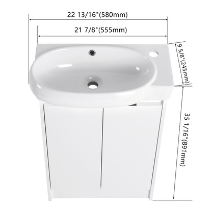 Freestanding Bathroom Vanity &amp; Sink, Soft Close Doors