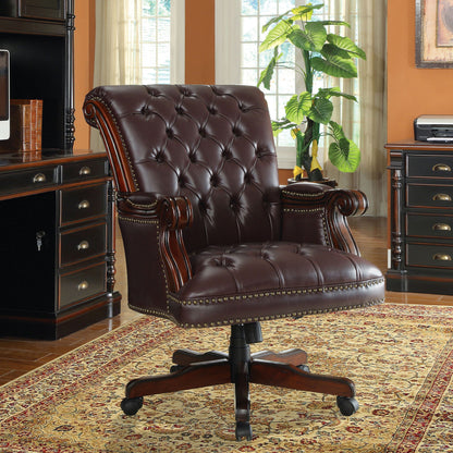 Everly - Adjustable Height Office Chair With Tufted Upholstery - Dark Brown