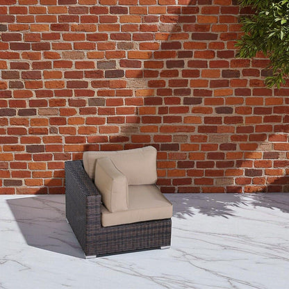 Outdoor 33&quot; Wide Corner Wedge With Cushions - Beige / Brown