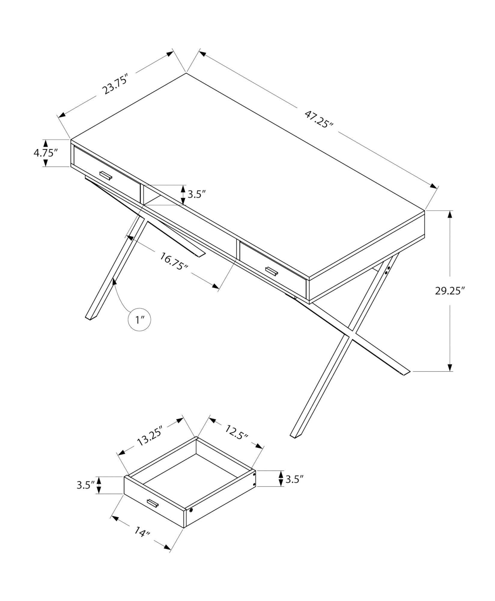 Computer Desk For Home Office, Laptop, Storage Drawers, Glossy Contemporary &amp; Modern