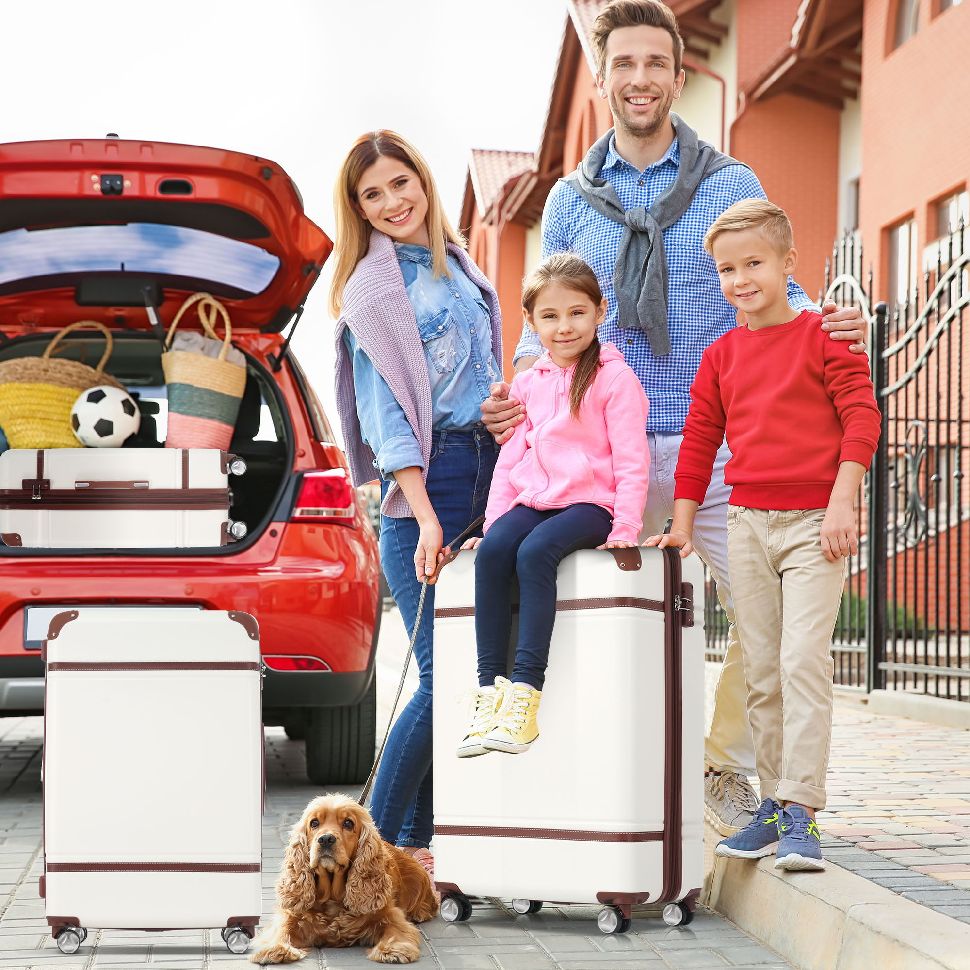 Hardshell Luggage With Tsa Lock, 24&quot; Expandable Lightweight Suitcase With Spinner Wheels, Single Vintage Luggage
