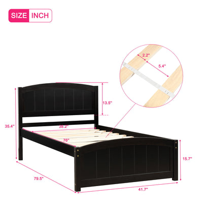 Platform Bed &amp; Headboard, Footboard And Wood Slat Support