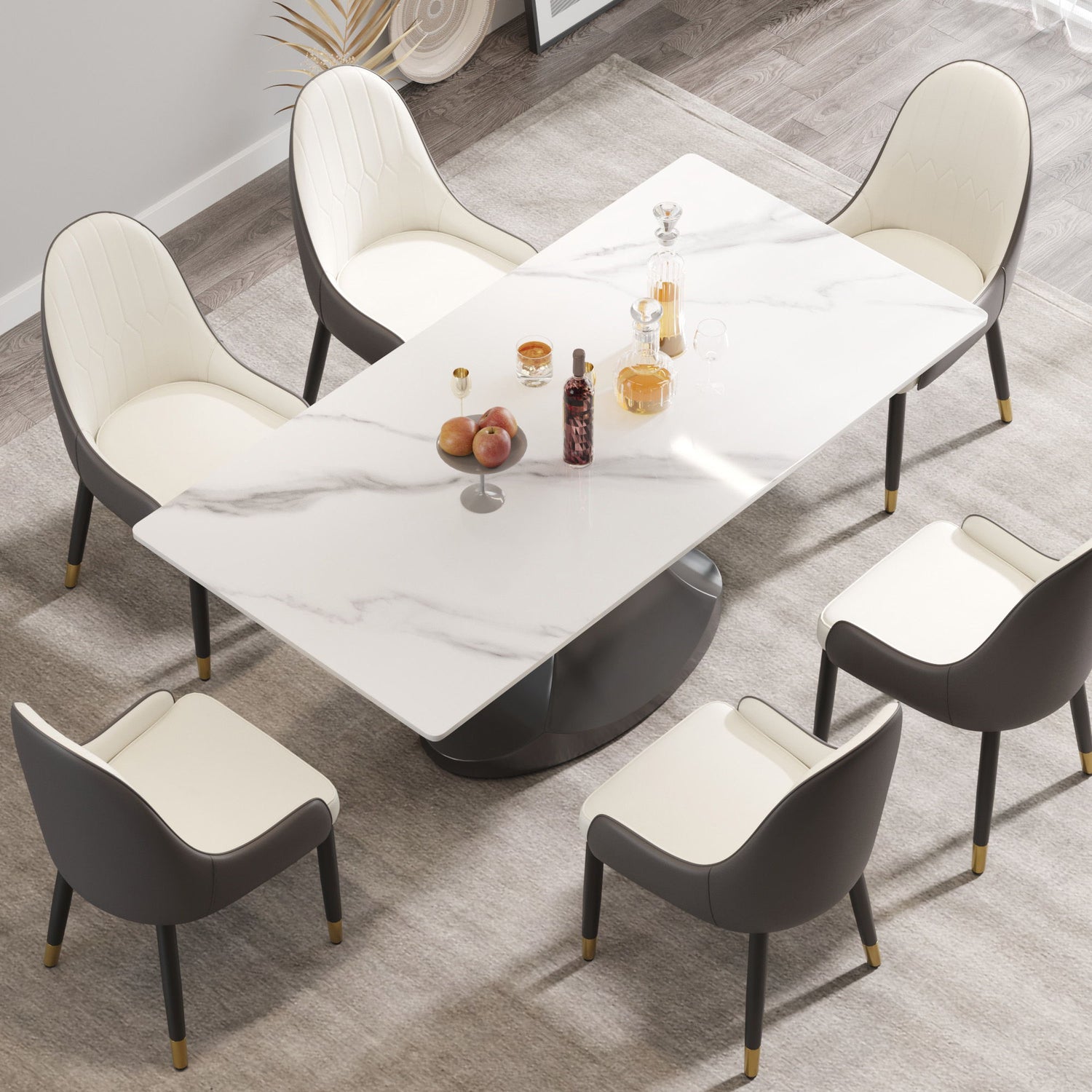 Modern Stone Panel Stainless Steel Curved Legs, Can Accommodate 6 - 8 People