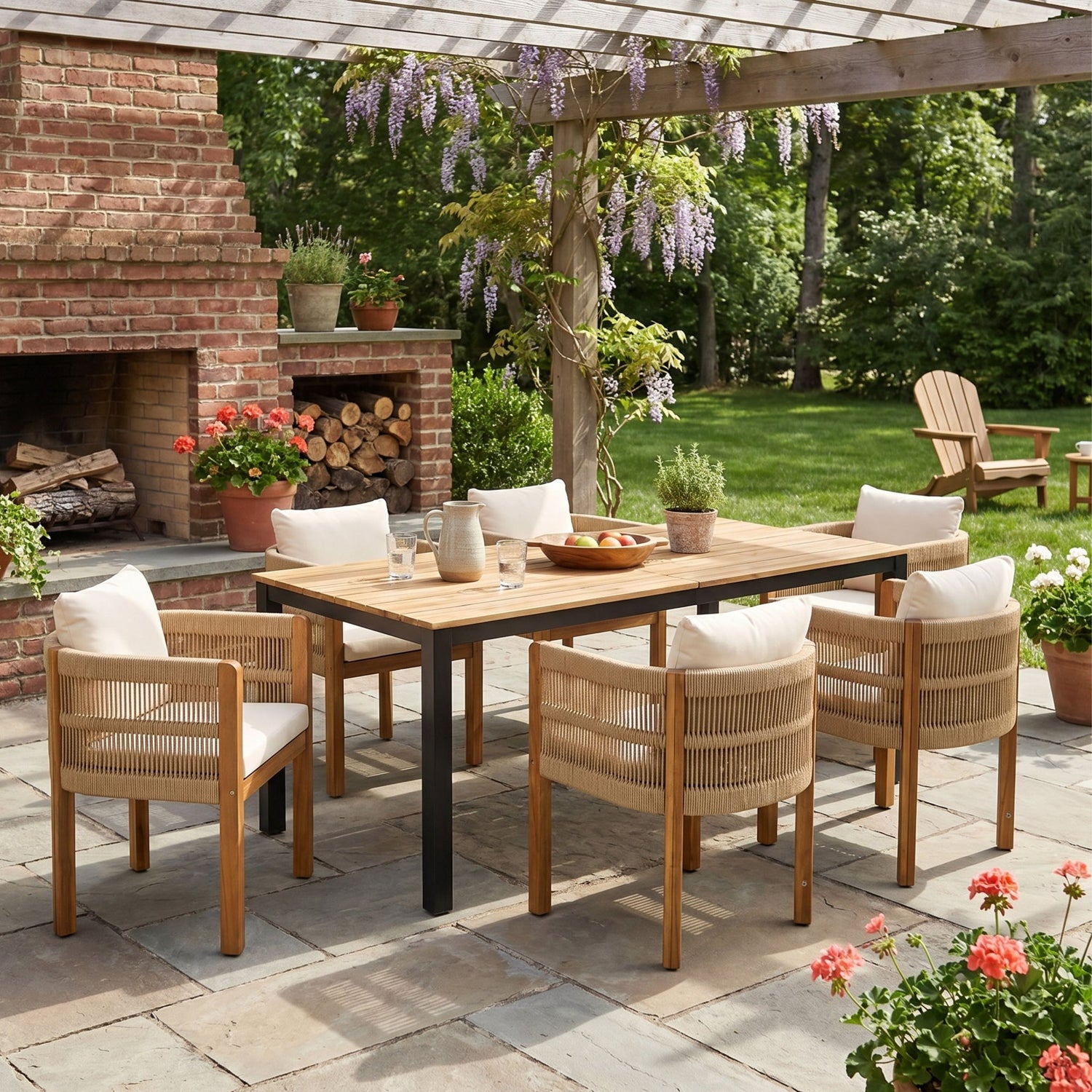 Outdoor Dining Set &amp; Table And Rope Chairs