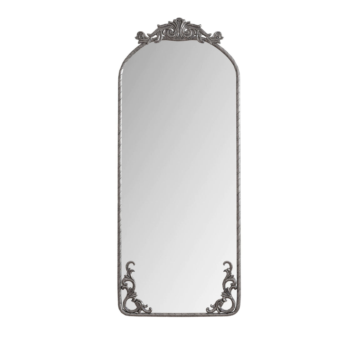 Full Body Arched Mirror With Vintage Carved Applique