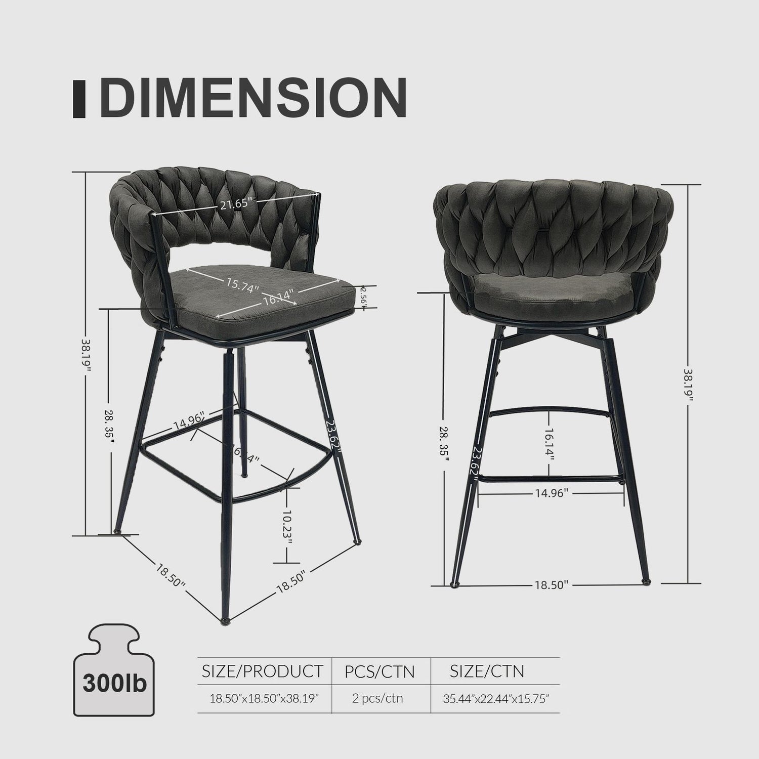 Bar Stool 360 Swivel With Back Footrest