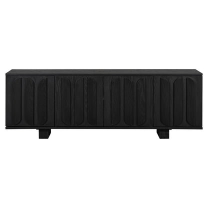 Farmhouse TV Stand, Storage Media Console With Adjustable Shelves &amp; 3 Cable Holes