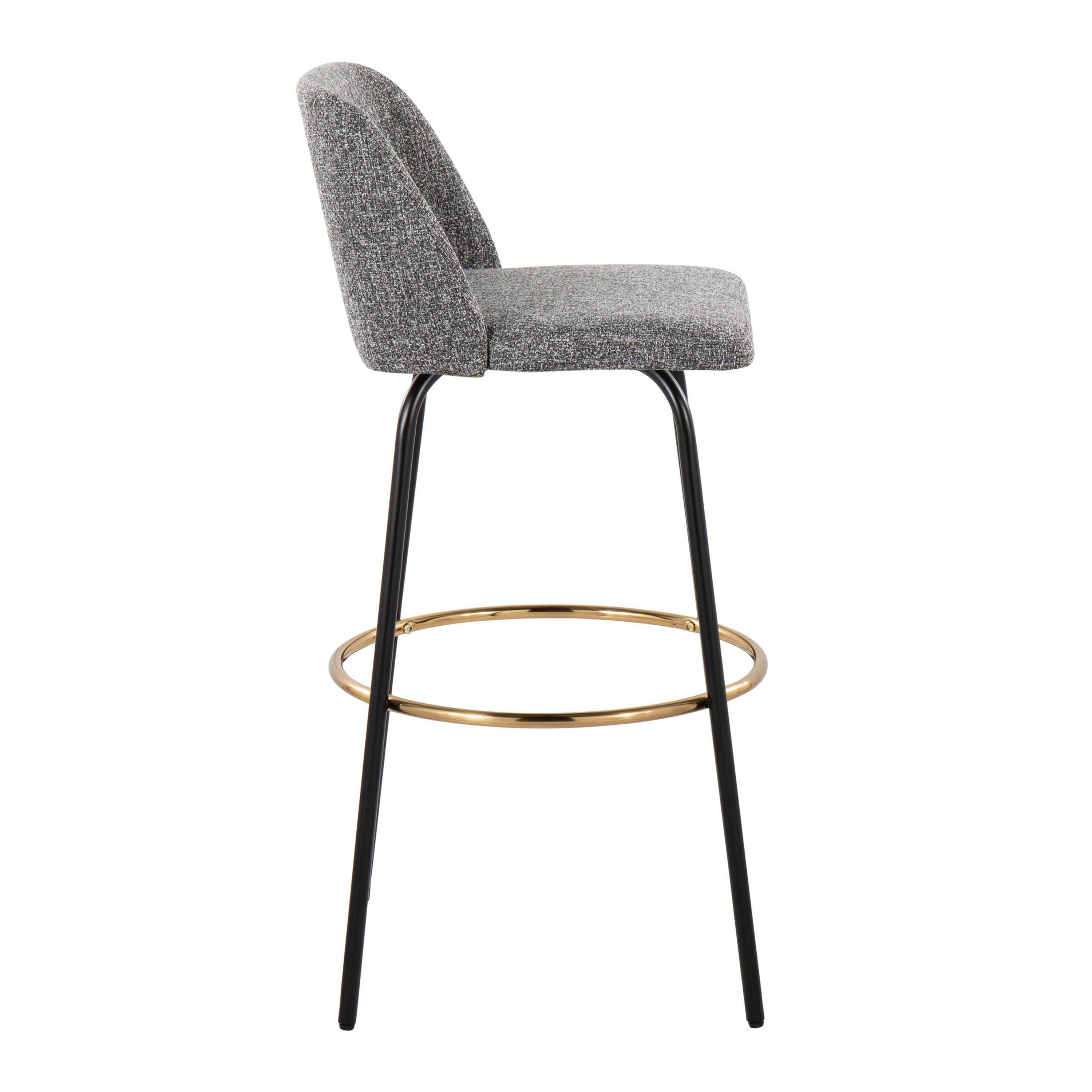 Toriano - Contemporary Fixed Height, Barstool With Swivel &amp; Round Footrest (Set of 2)