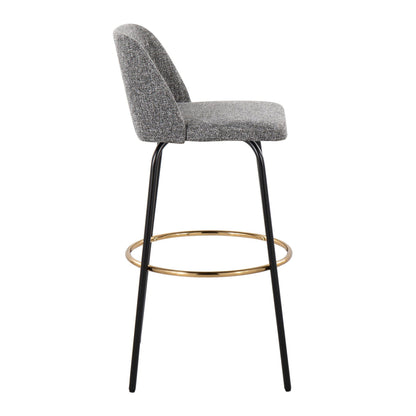 Toriano - Contemporary Fixed Height, Barstool With Swivel &amp; Round Footrest (Set of 2)