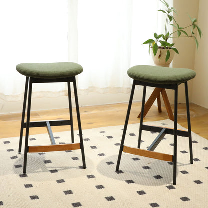 Modern Bar Stools Comfortable &amp; Stylish, Soft Fabric Upholstered, Backless (Set of 2)