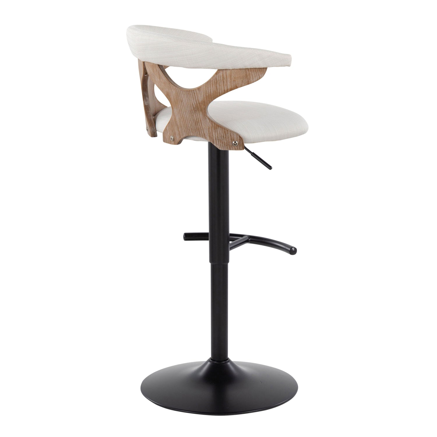 Gardenia - Contemporary Adjustable Barstool &amp; Swivel With Rounded T Footrest (Set of 2)