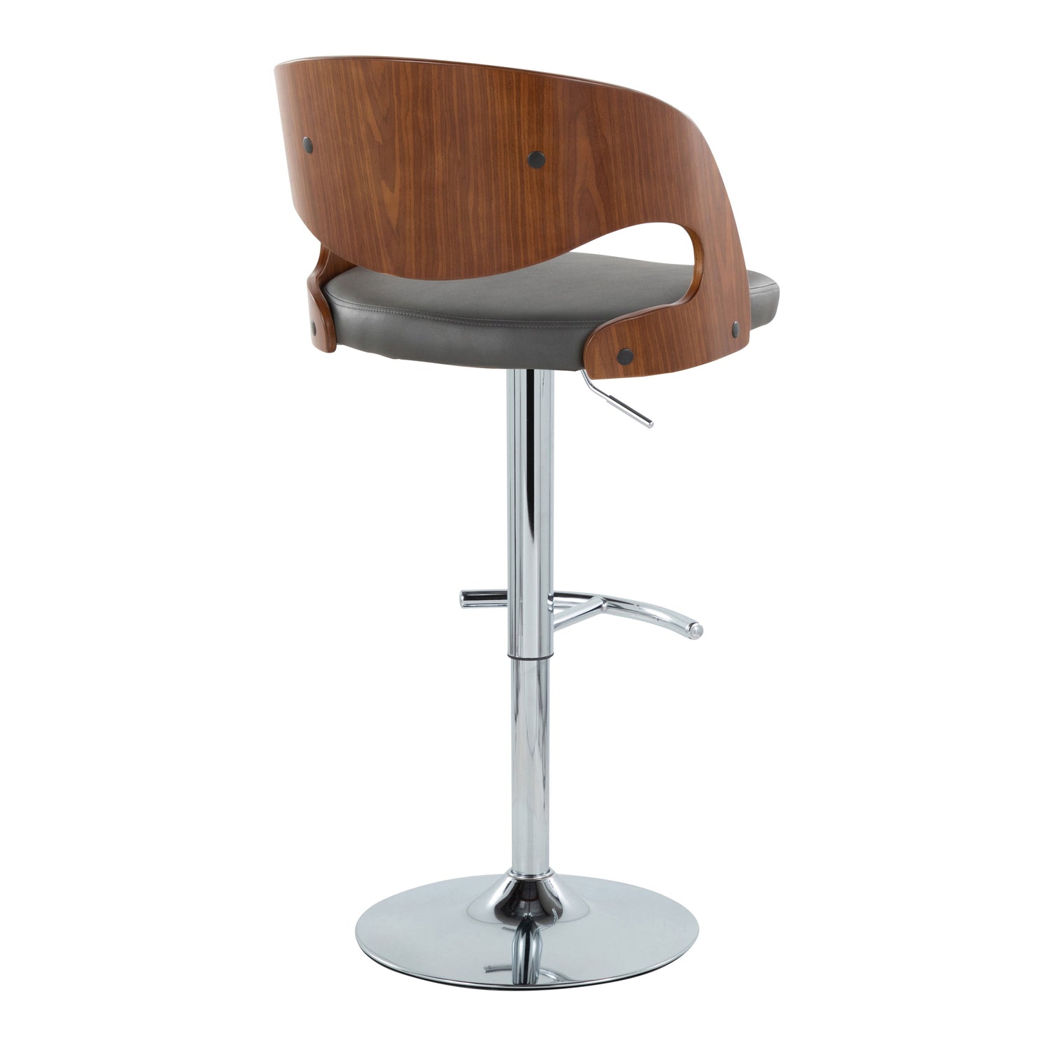 Pino - Mid Century Modern Adjustable Barstool &amp; Swivel With Rounded T Footrest (Set of 2)