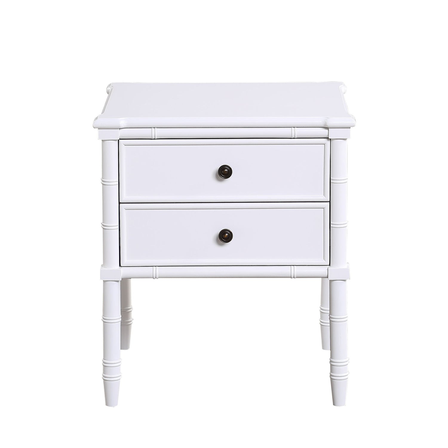 Emmett - 2 Drawer Nightstand With Carved Legs - White