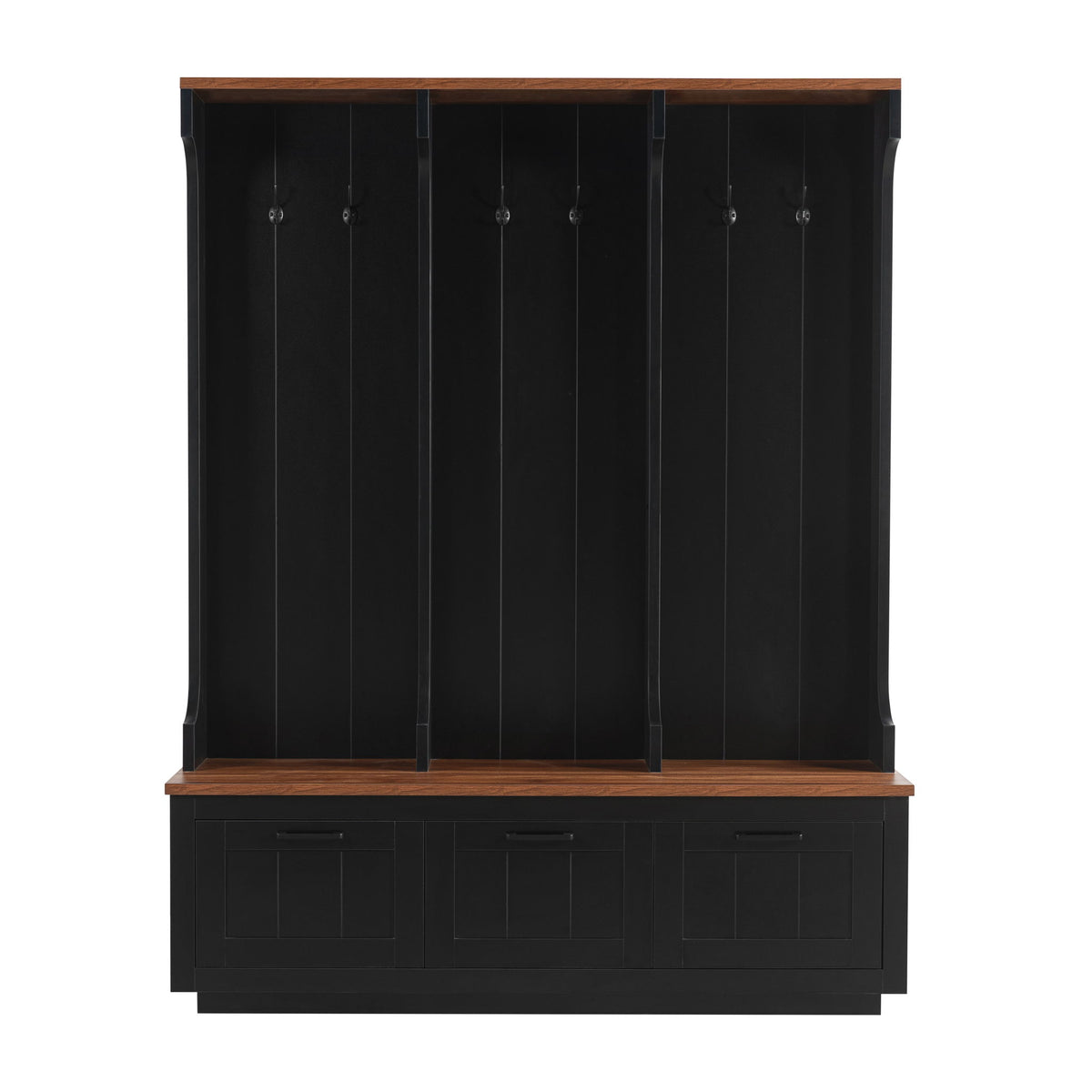 Hall Tree With Bench And Shoe Storage, 3 Large Drawers, Open Storage Shelves &amp; Hooks