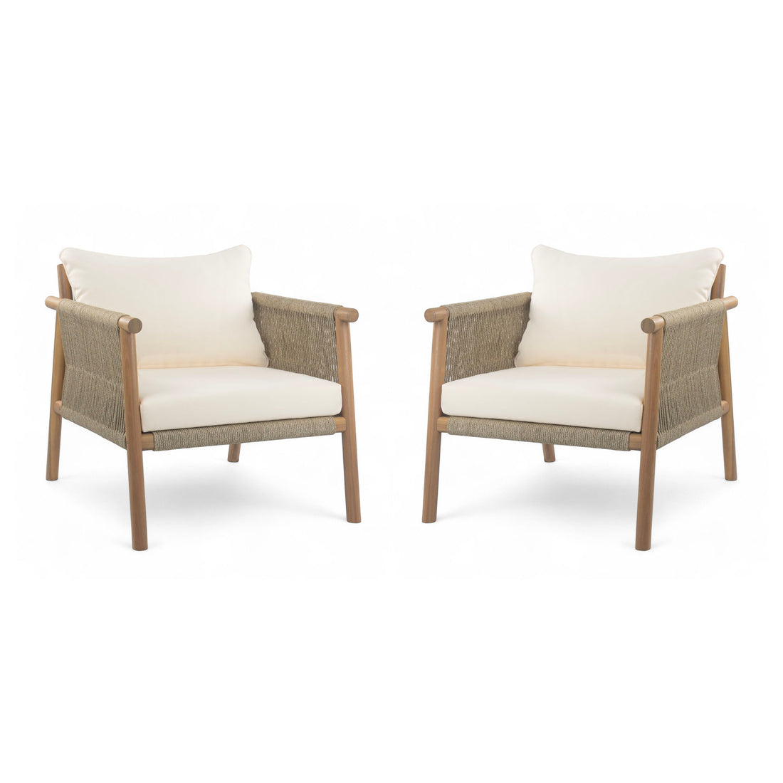 Modern Outdoor Woven Lounge Chair With Solid Frame And Cushions