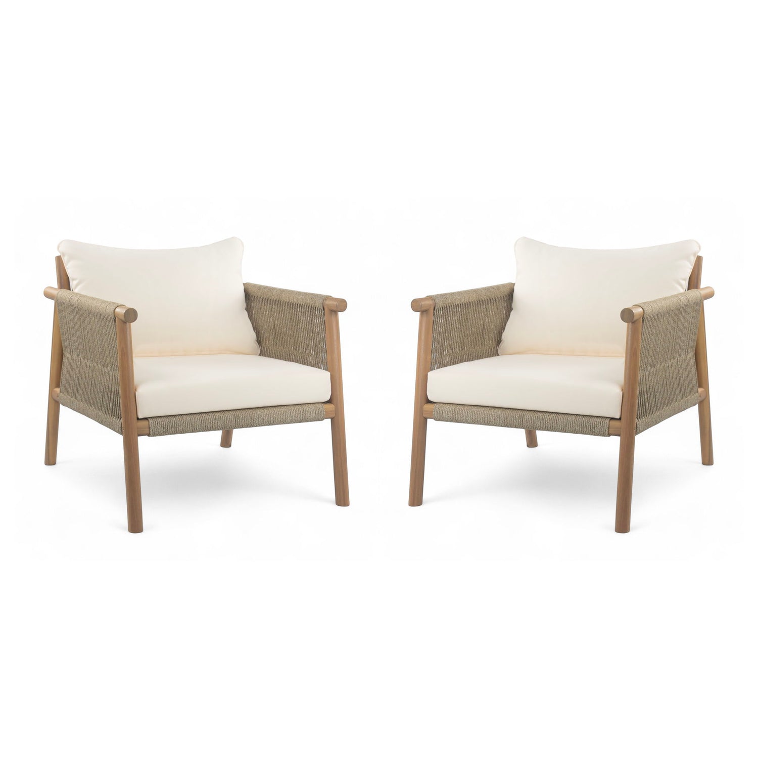 Modern Outdoor Woven Lounge Chair With Solid Frame And Cushions