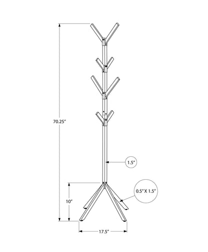 Coat Rack, Hall Tree, Free Standing, 8 Hooks, Entryway, Contemporary &amp; Modern