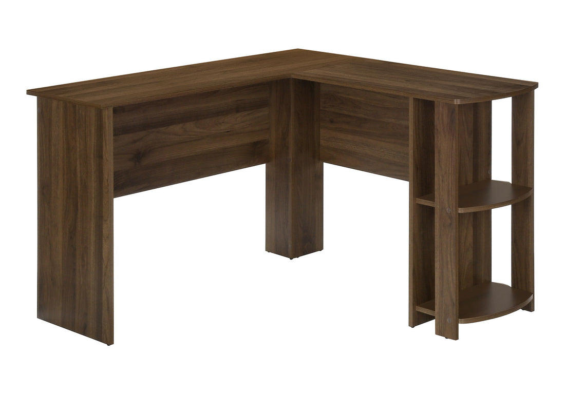 Computer Desk, Home Office, Corner, Storage Shelves, L Shape, Laptop, Contemporary &amp; Modern - Walnut
