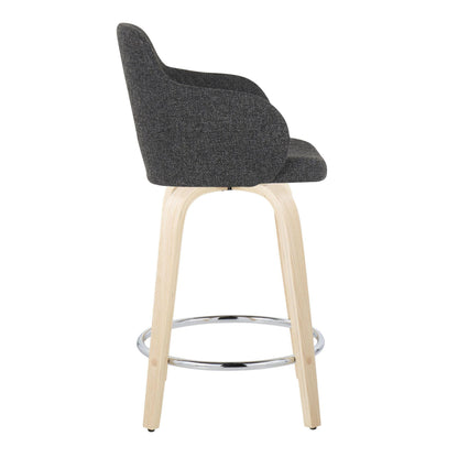 Boyne - Contemporary Fixed Height Counter Stool &amp; Swivel With Round Footrest (Set of 2)