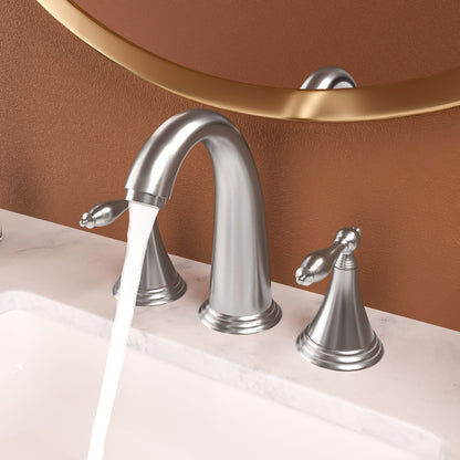 Elegant 2 Handle Widespread Bathroom Faucet With Pop Up Drain And Water Supply Lines