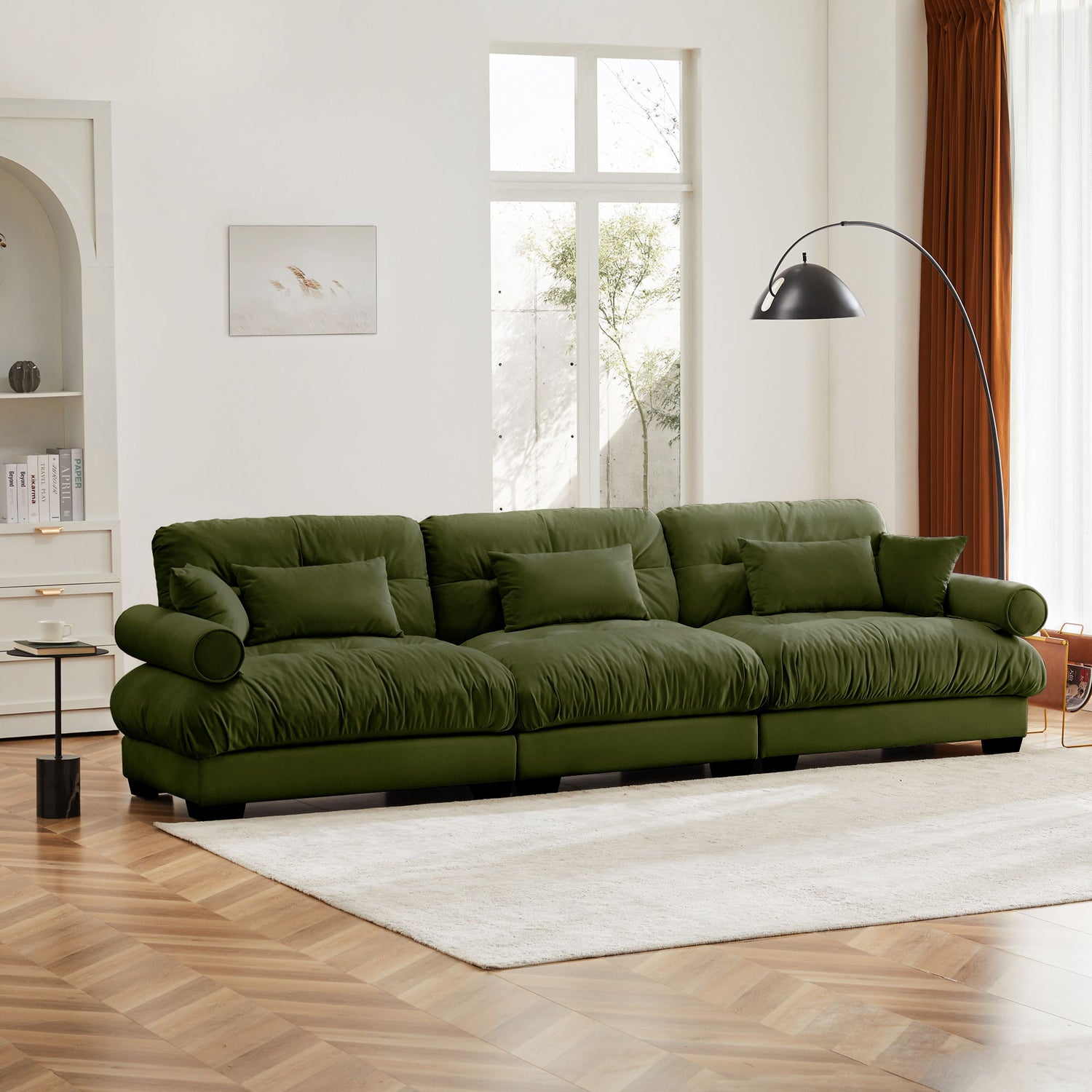 Modern Oversize Sofa With Cloud Like Comfort, Featuring Waist And Throw Pillows