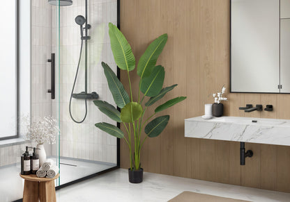 60&quot; Tall, Artificial Plant, Bird Of Paradise Tree, Indoor, Faux, Fake, Floor, Greenery, Potted, Decorative - Green / Black