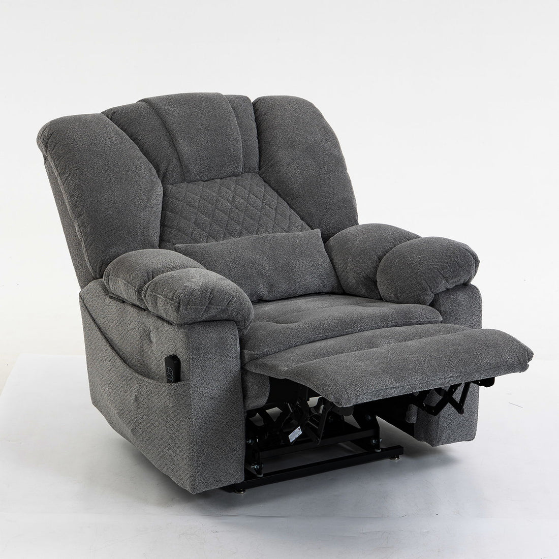 Ultra Wide Electric Lounge Chair With Hot Massage Heating And Auxiliary Standing Function, For Living Room - Gray