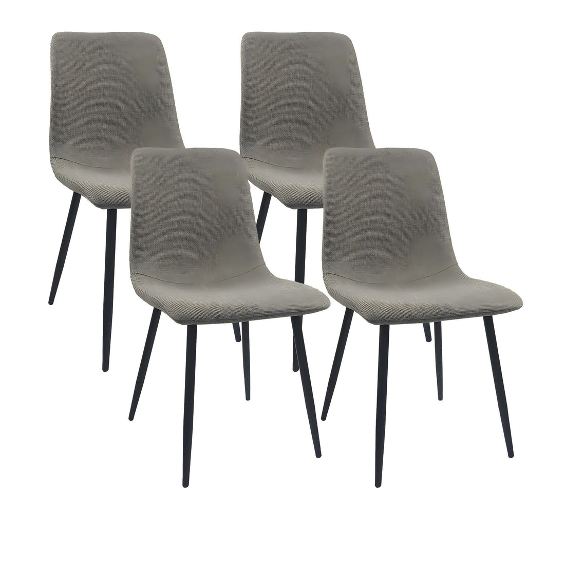 Modern Dining Table &amp; Suede Chair Set WIth Rectangular Metal Base