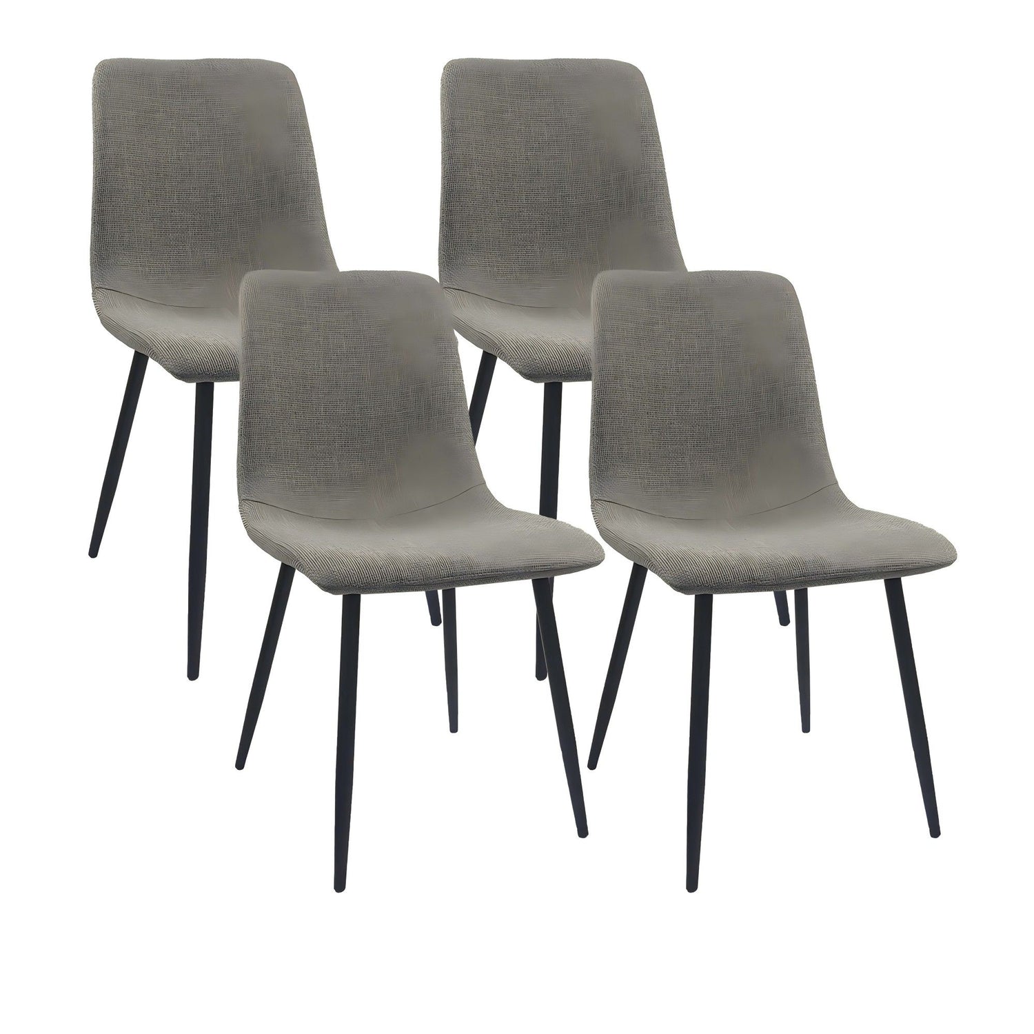 Modern Dining Table &amp; Suede Chair Set WIth Rectangular Metal Base