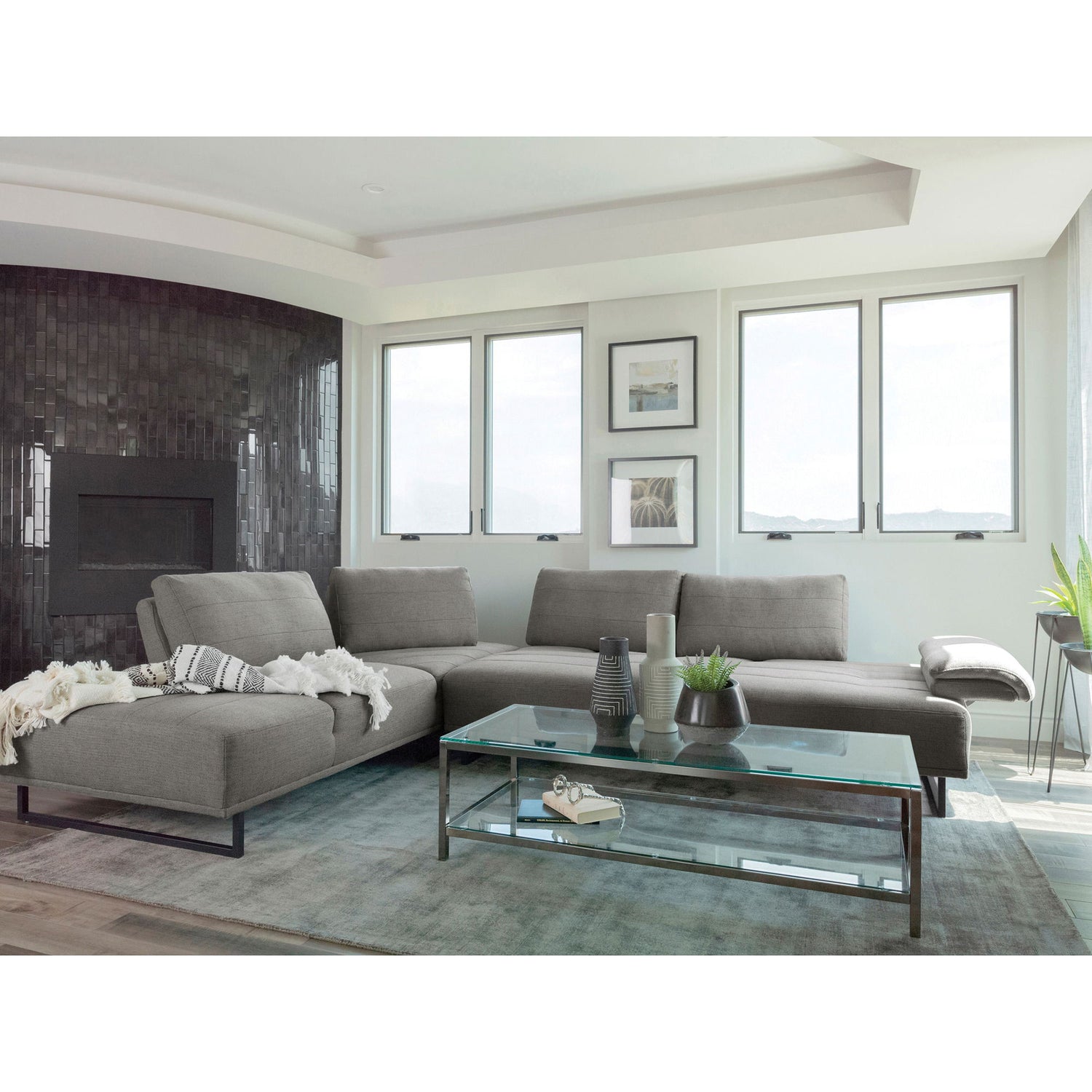 Harnal - L-Shape Sectional Adjustable Back Comfort Focused Sofa - Taupe