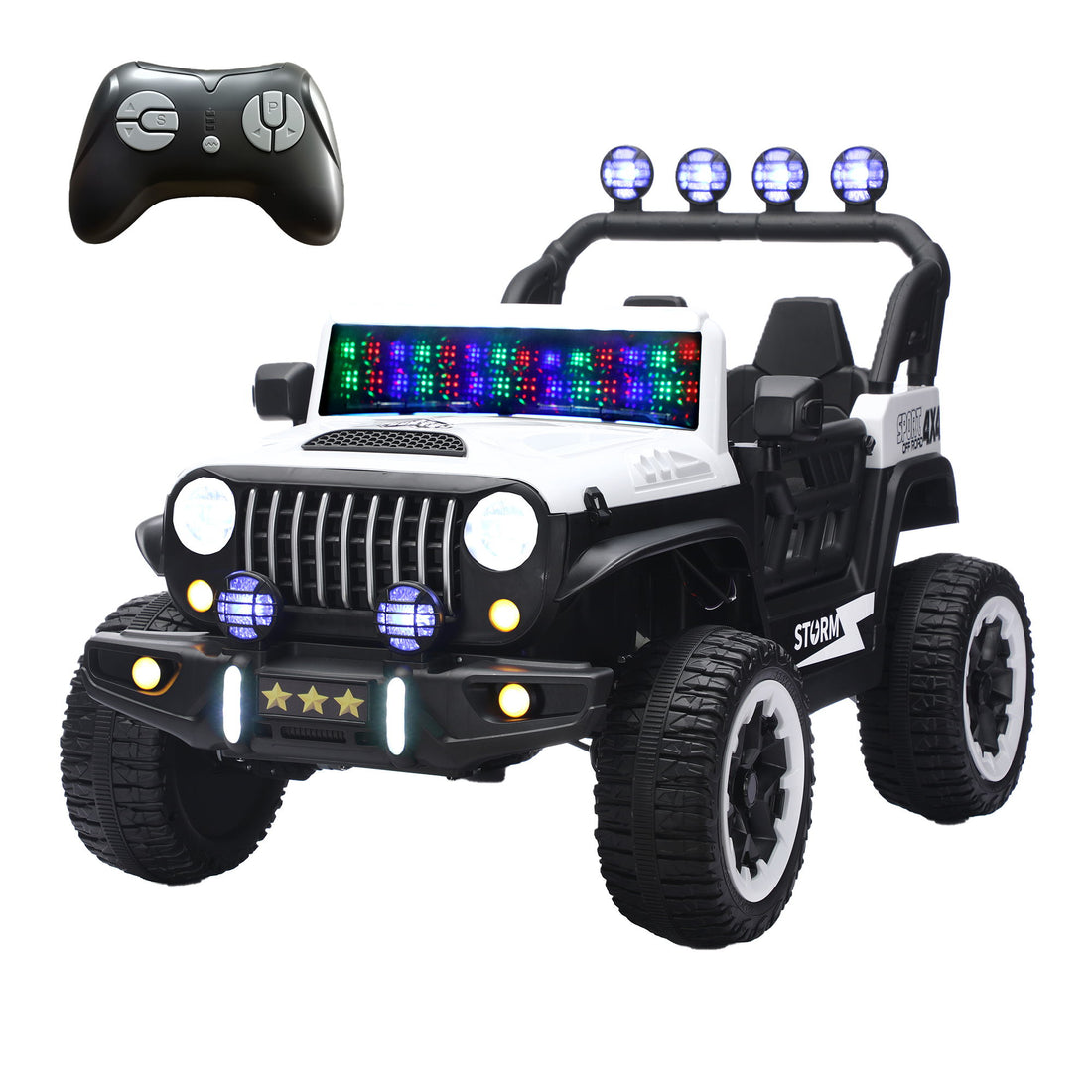 Electric Car With Remote Control, Colorful LED Lights, USB &amp; MP3