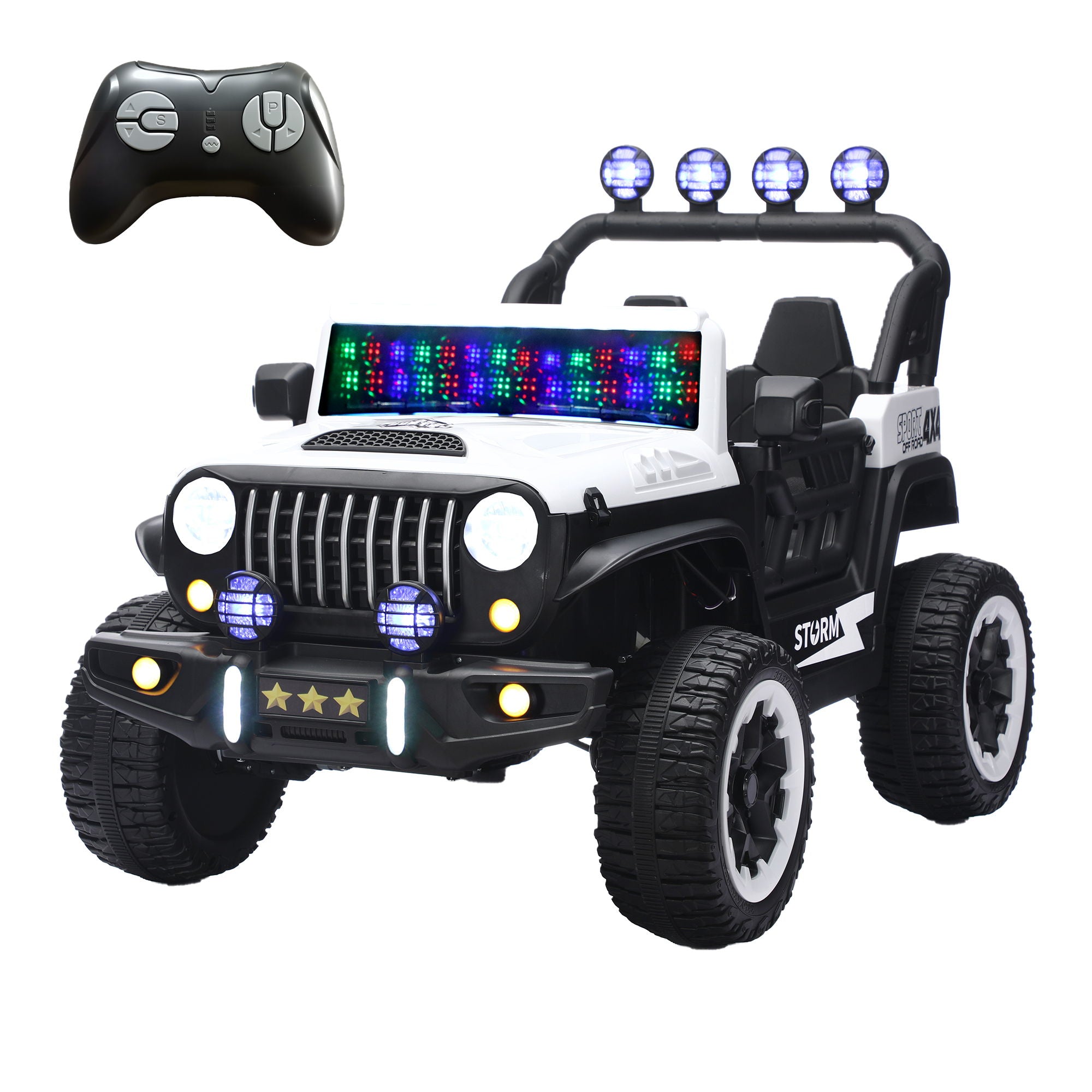 Electric Car With Remote Control, Colorful LED Lights, USB &amp; MP3