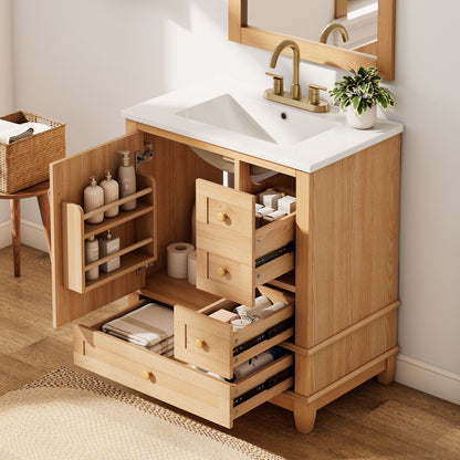 Freestanding Bathroom Vanity With Sink, Soft Close Doors &amp; Drawers, Ample Storage - Wood