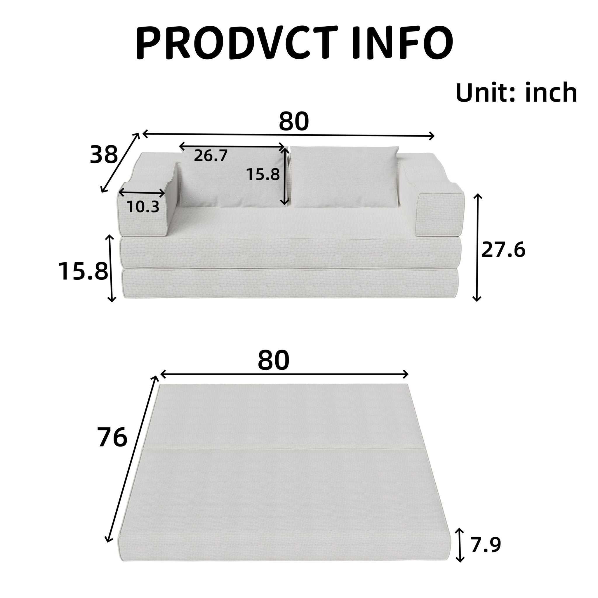 3 Seat Folding Floor Couch &amp; King Size Bed Mattress